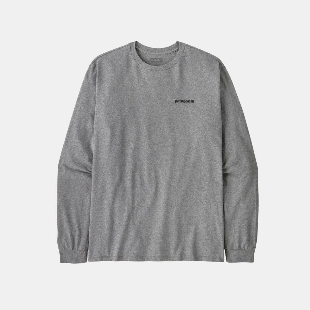 Patagonia Men's Long-Sleeved P-6 Logo Responsibili-Tee Gravel Heather - Image 2