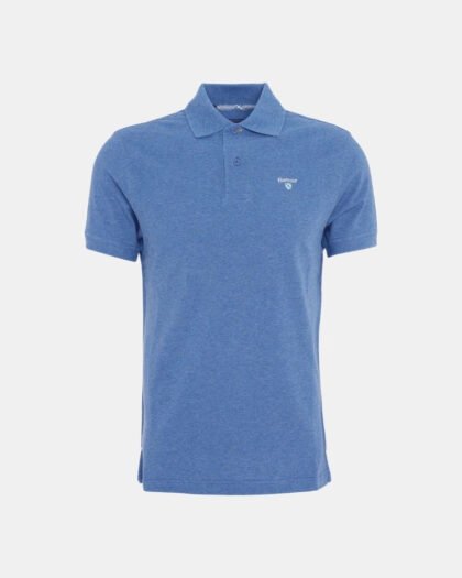 Barbour Tartan Pique Polo Shirt Dark Chambray Marl