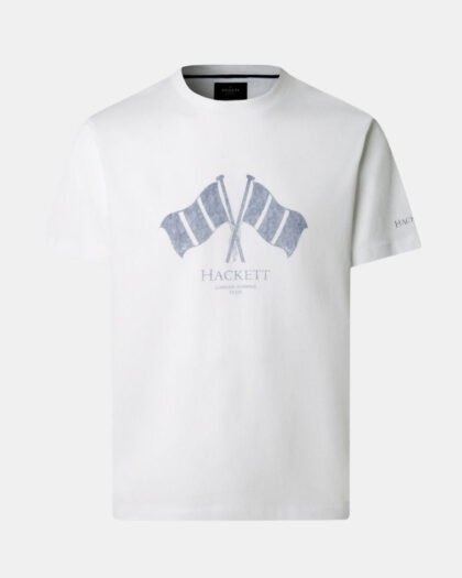 Hackett London Heritage Lrc Flag Tee Optic White