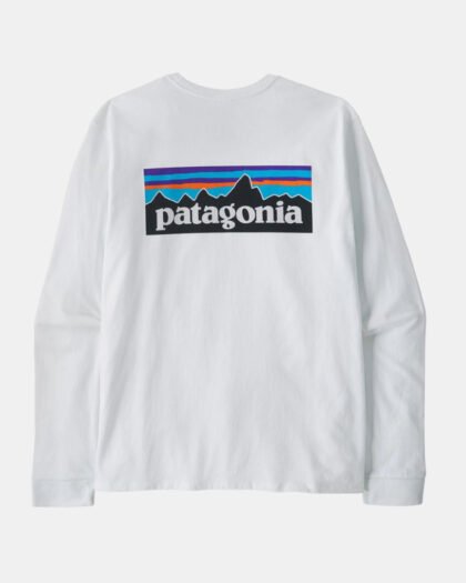 Patagonia Men's Long-Sleeved P-6 Logo Responsibili-Tee Fiber White