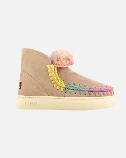 Mou Eskimo Sneaker Bold Rainbow Stitching Camel