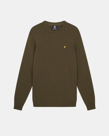 Lyle & Scott Shoulder Detail Crew Neck Knit Olive