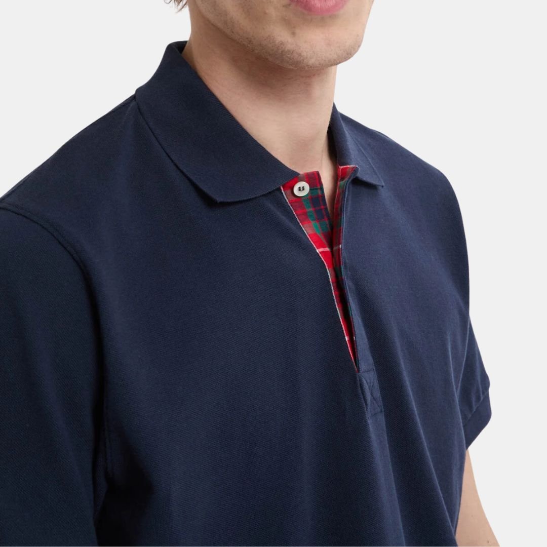 Baracuta Tartan Tapecket Polo Navy - Image 3