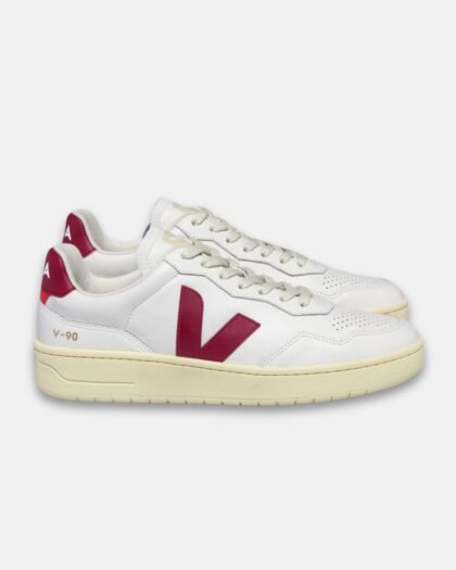 Veja Men's V-90 Leather White White Marsala