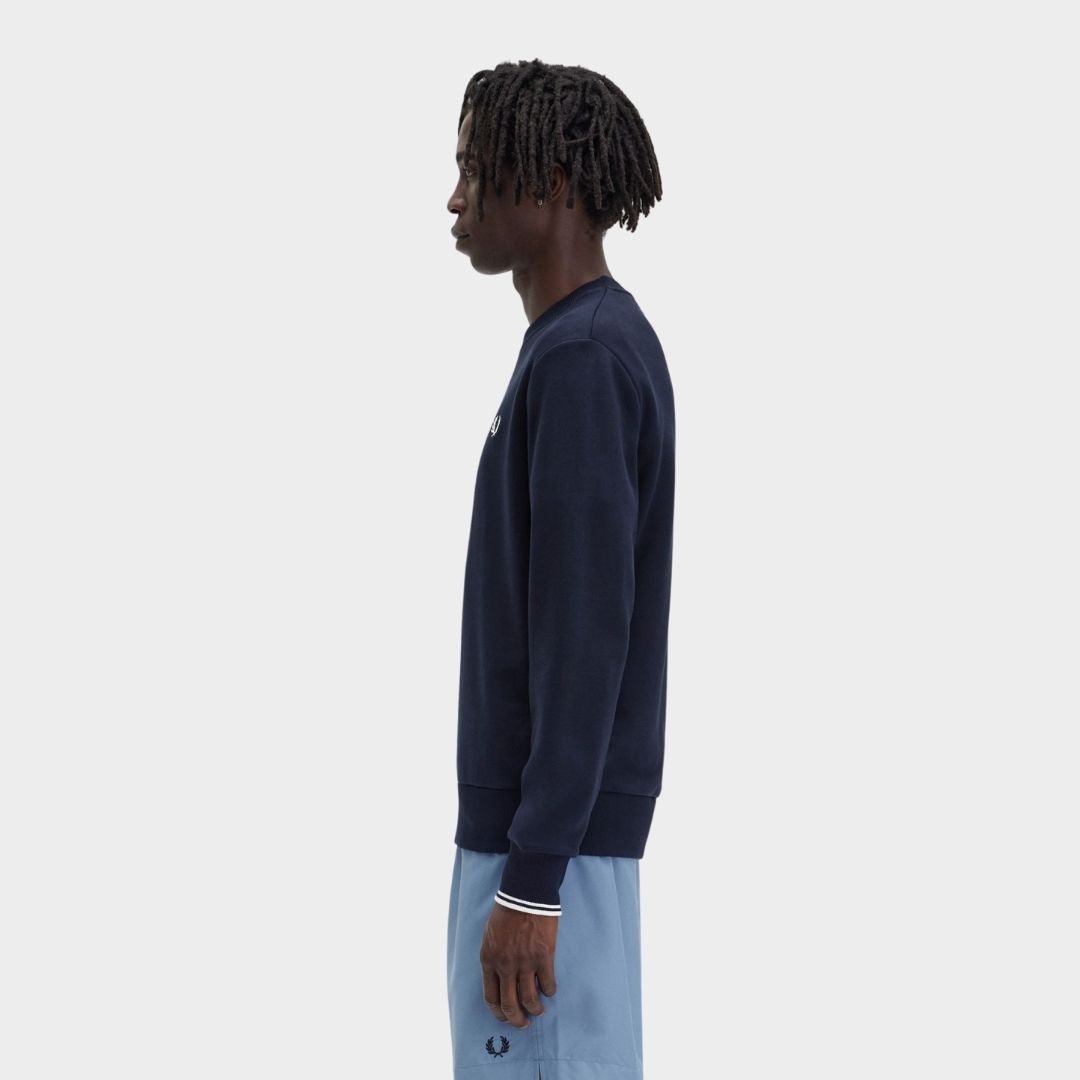 Fred Perry Crew Neck Sweatshirt Navy - Image 5