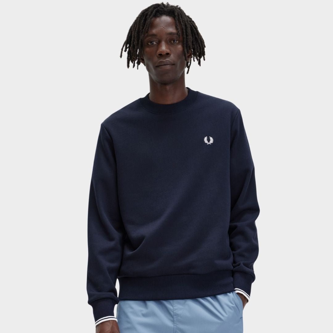 Fred Perry Crew Neck Sweatshirt Navy - Image 4