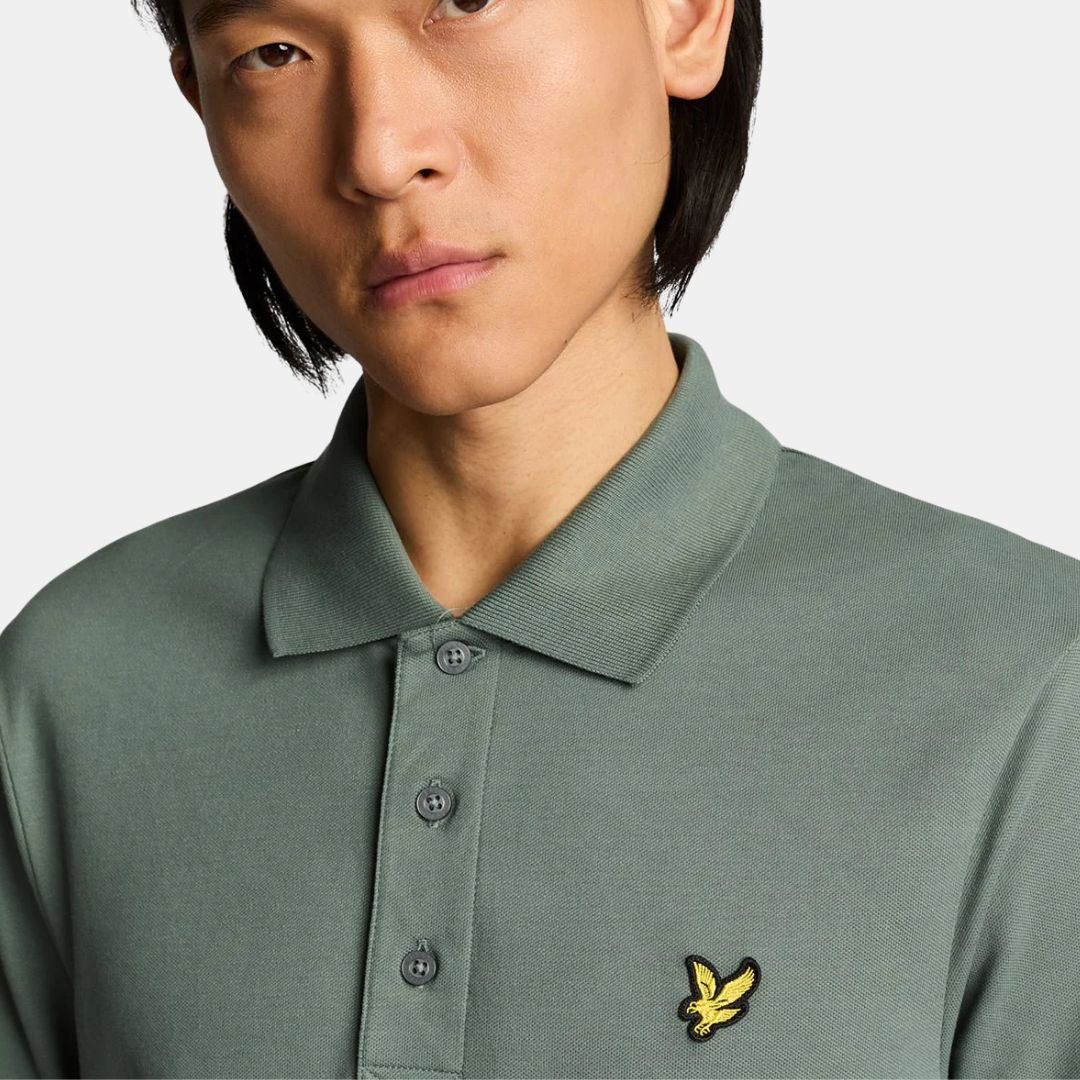 Lyle & Scott Plain Polo Shirt Green Mercurial - Image 3