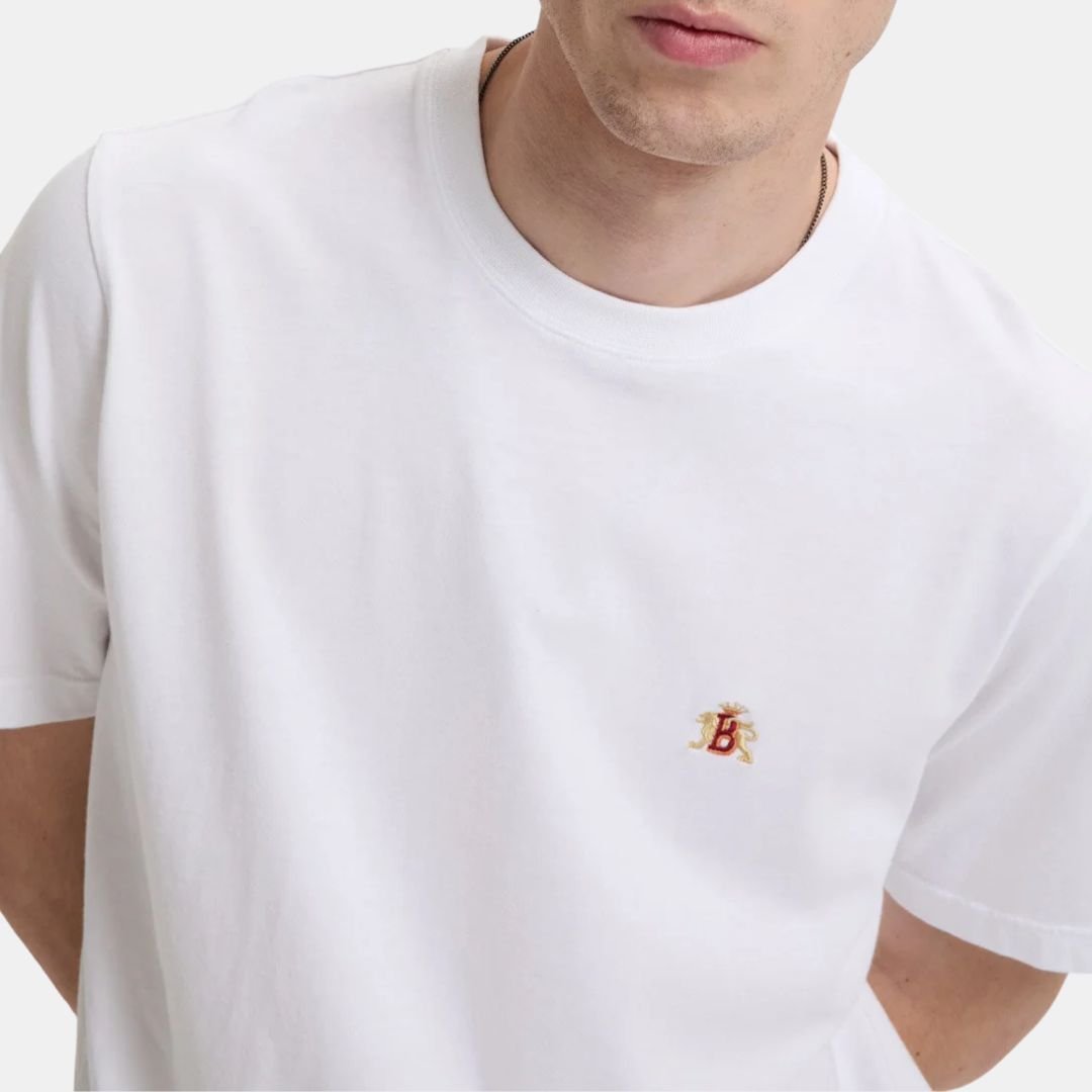 Baracuta Icon Logo Embroidered Tee Bone White - Image 3