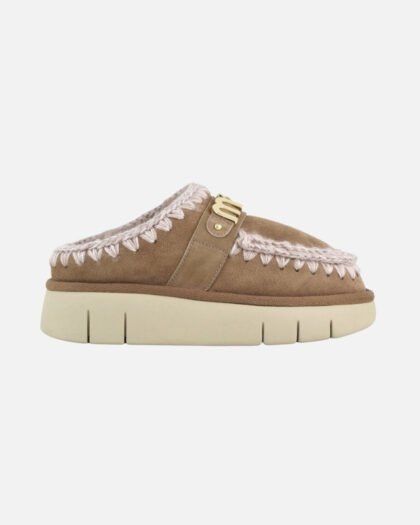 Mou Bounce Clog Metal Logo Pink Brown