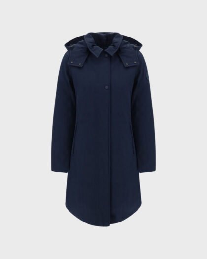 Woolrich Firth Down Hooded Trench Women's Melton Blue