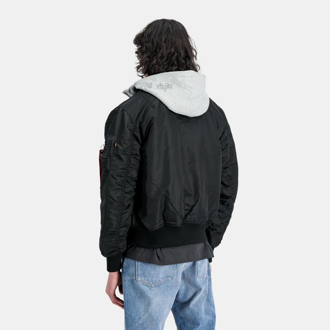 Alpha Industries MA-1 D-Tec Hood Bomber Jacket Black - Image 4