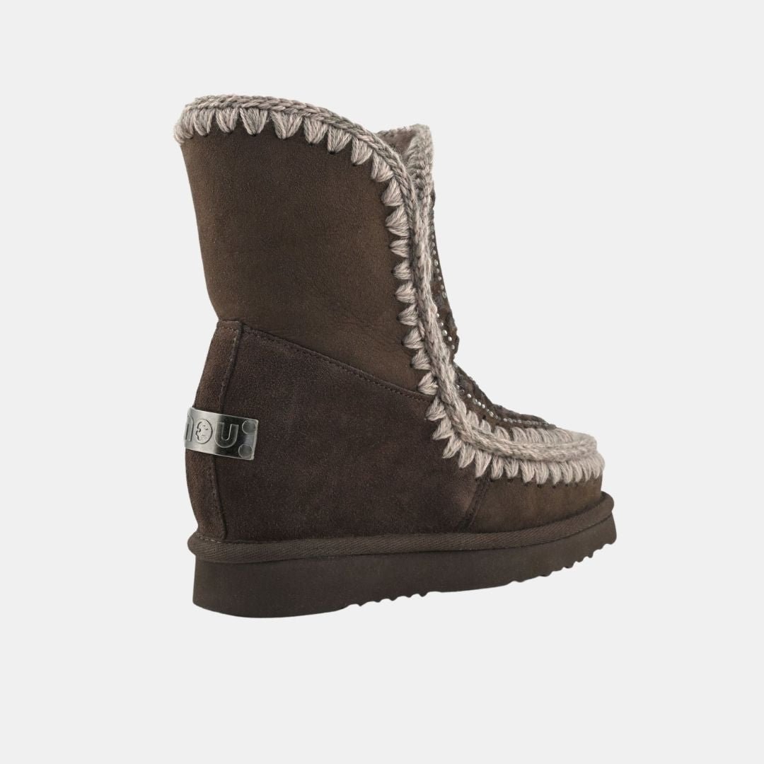 Mou Eskimo Inner Wedge Short Strass & Leather Stitichings Brown Pepper - Image 3