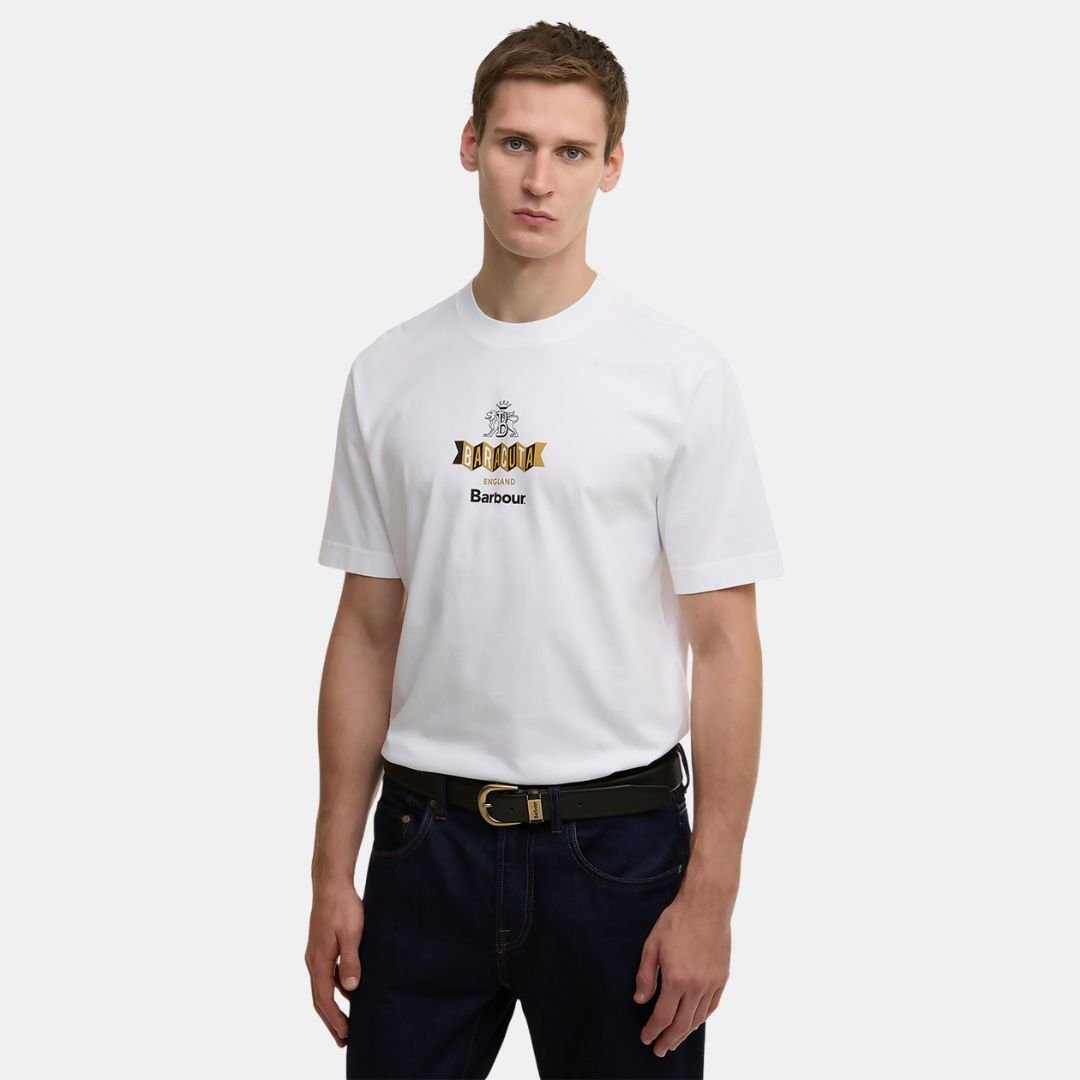 Barbour x Baracuta Vynil Tee Cotton Jersey White - Image 2