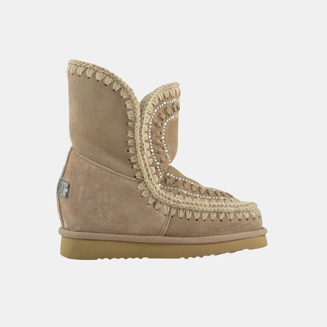 Mou Eskimo Inner Wedge Short Strass & Leather Stitichings Camel