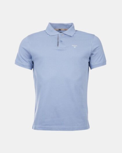 Barbour Tartan Pique Polo Shirt Sky Marl
