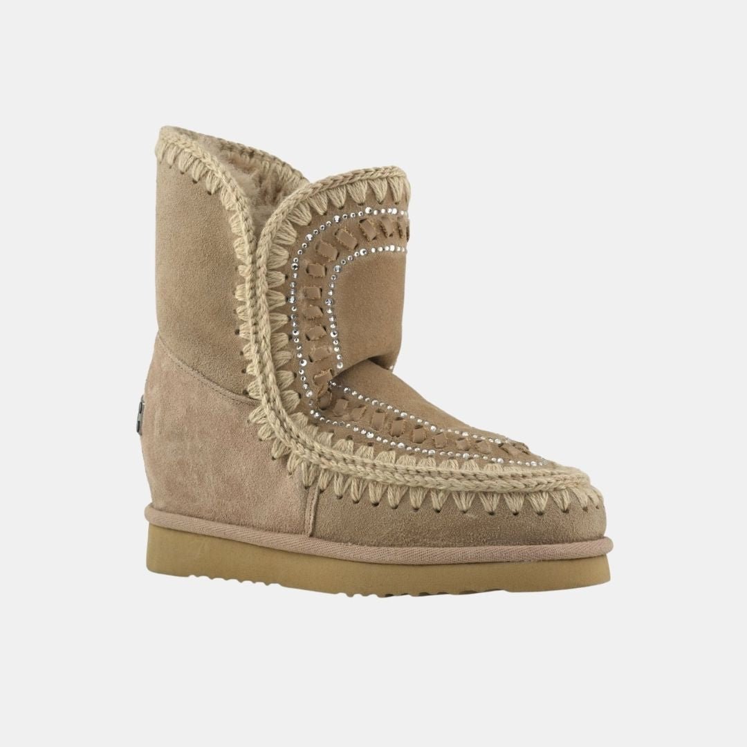 Mou Eskimo Inner Wedge Short Strass & Leather Stitichings Camel - Image 3