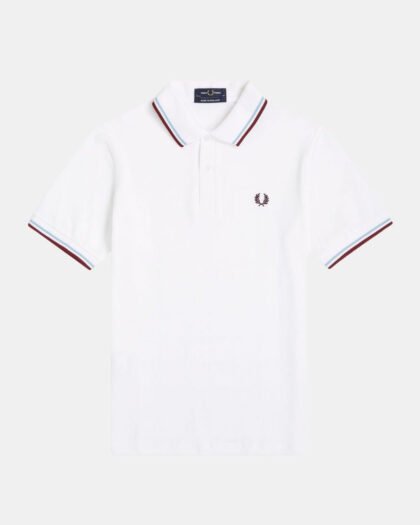 Fred Perry M12 Polo White Ice & Maroon