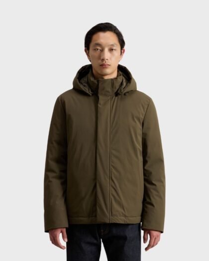 Woolrich Men's Stretch Nylon Jacket With Padding And Removable Hood Dark Green