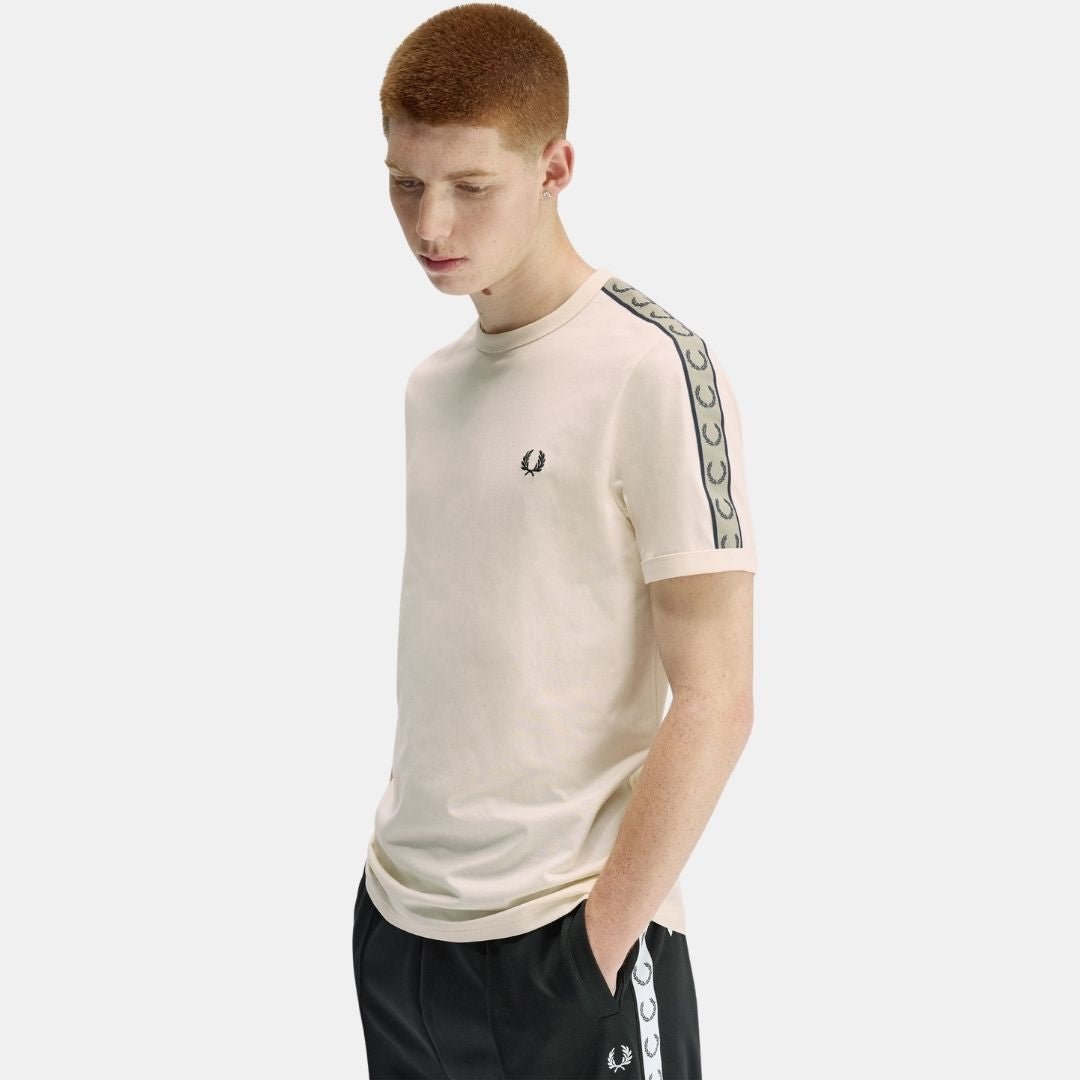 Fred Perry Contrast Tape Ringer Ecru/Navy - Image 2