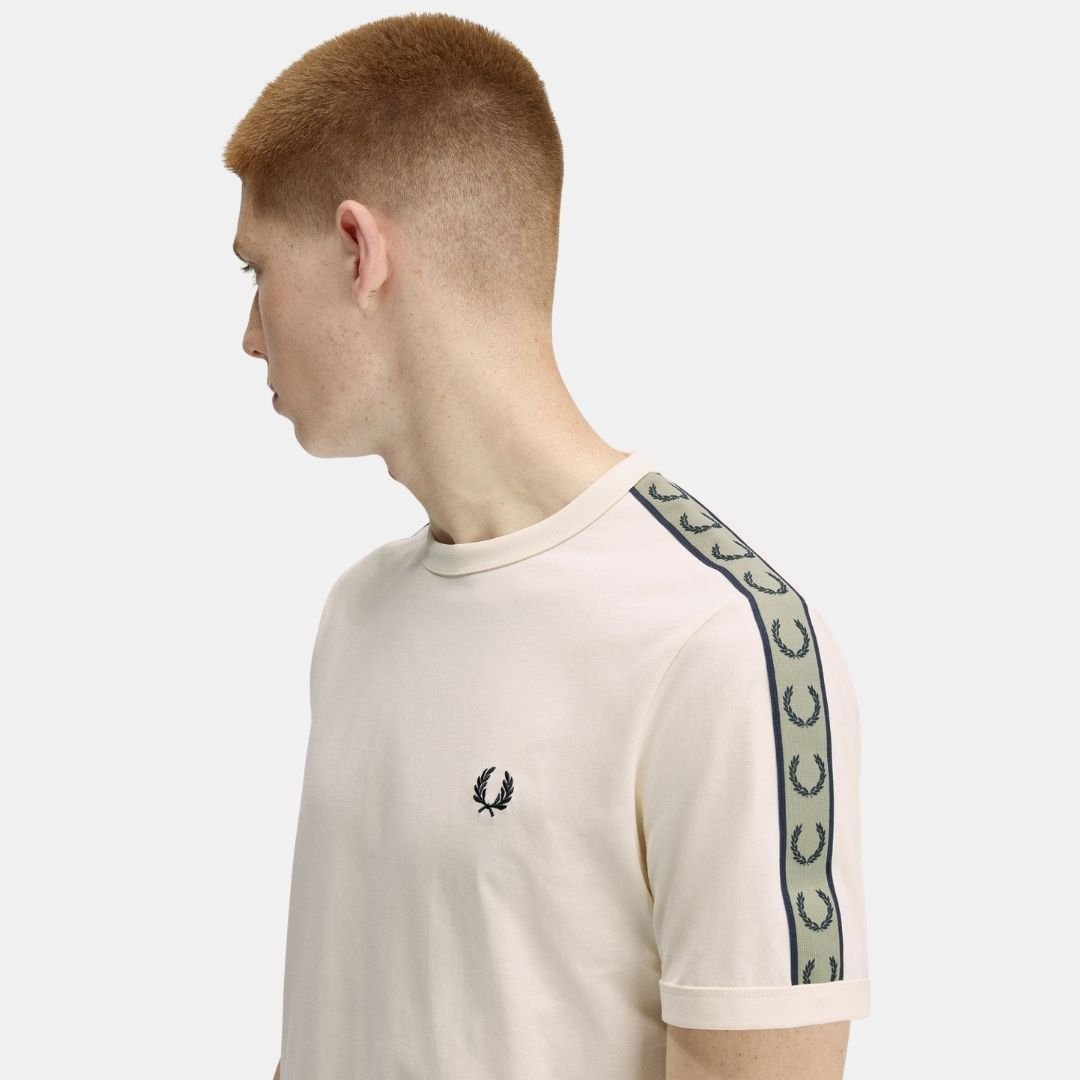 Fred Perry Contrast Tape Ringer Ecru/Navy - Image 3