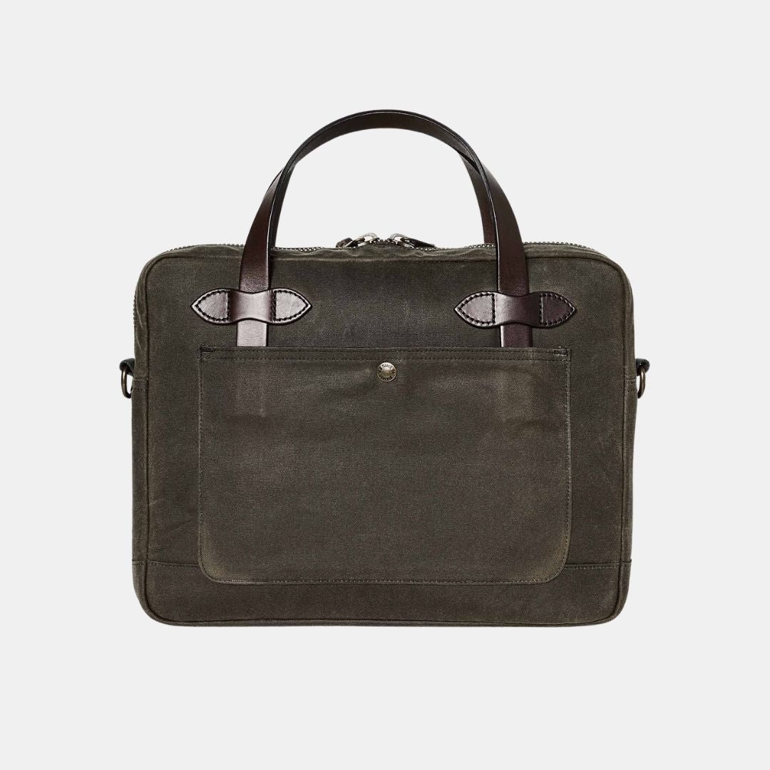 Filson Tin Cloth Compact Briefcase Otter Green - Image 2