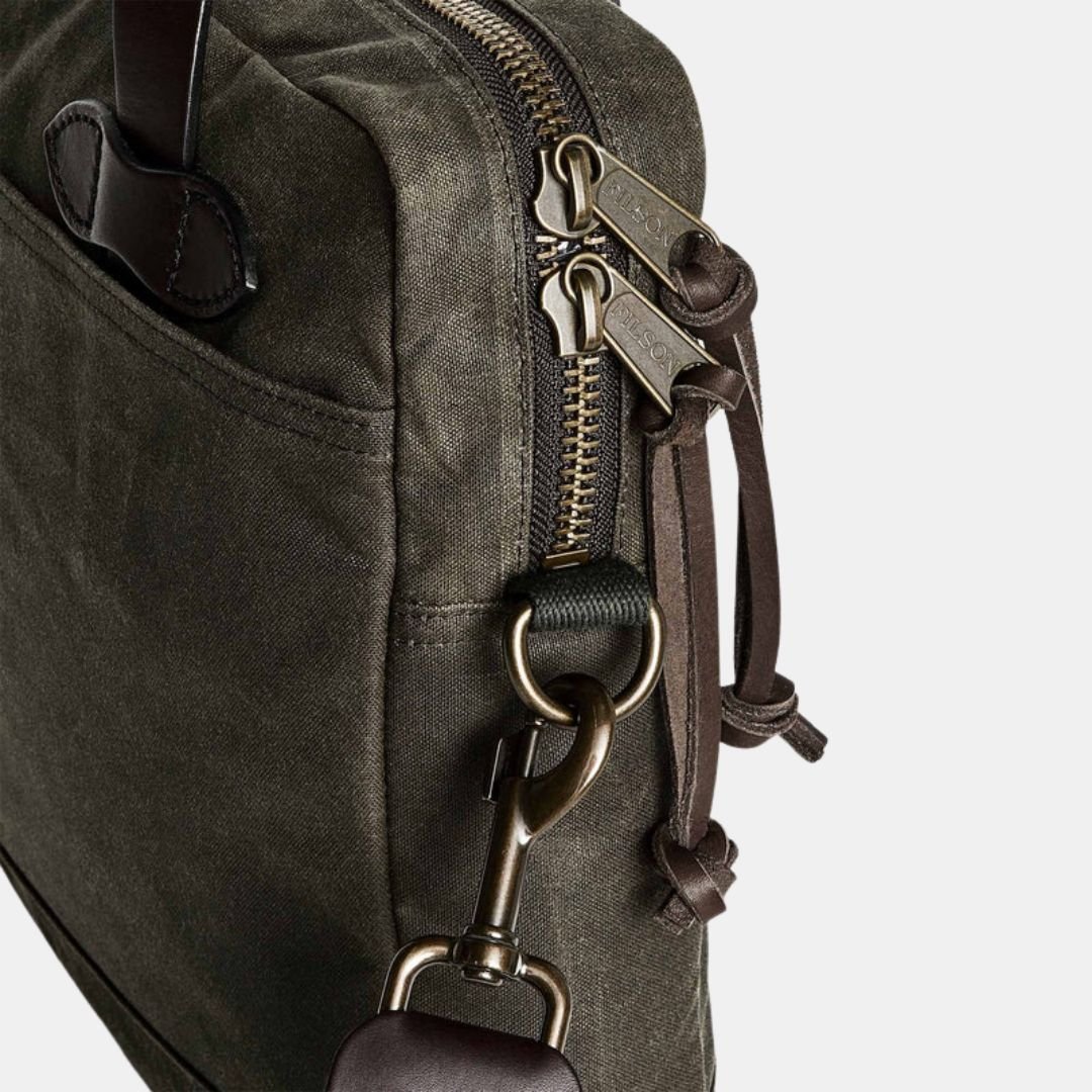 Filson Tin Cloth Compact Briefcase Otter Green - Image 5