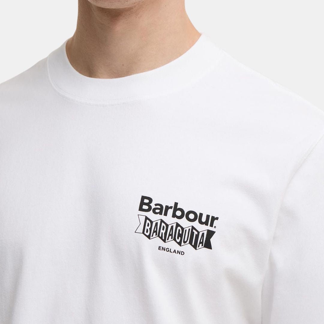 Barbour x Baracuta All Nighter Tee Cotton Jersey White - Image 4