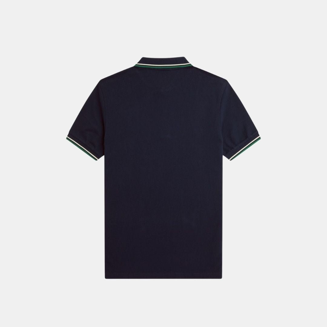 Fred Perry Polo M3600 Dark Carbon Light Ecru & Label Green - Image 2