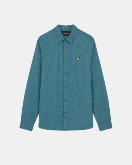 Lyle & Scott Marl Flannel Shirt Alpine Sky Marl