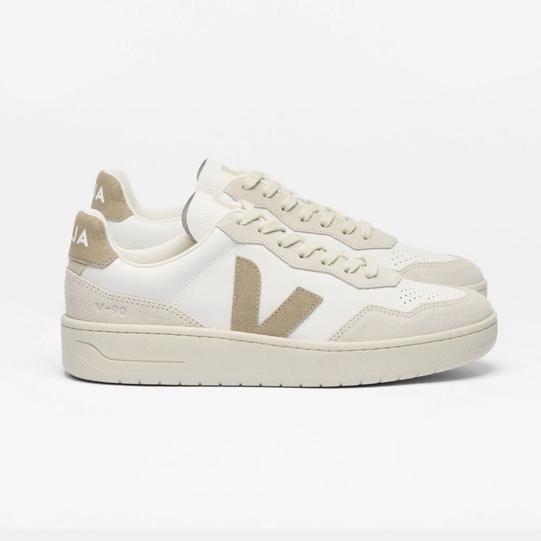 Veja Men's V-90 Leather White Taupe
