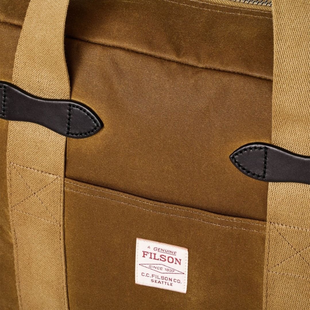 Filson Tin Cloth Tote Bag Dark Tan - Image 2