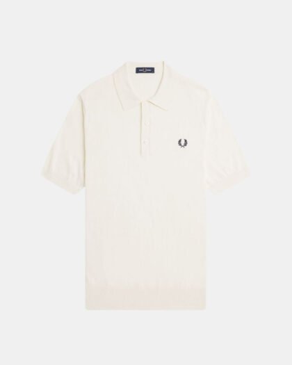 Fred Perry Cotton Knitted Shirt Ecru