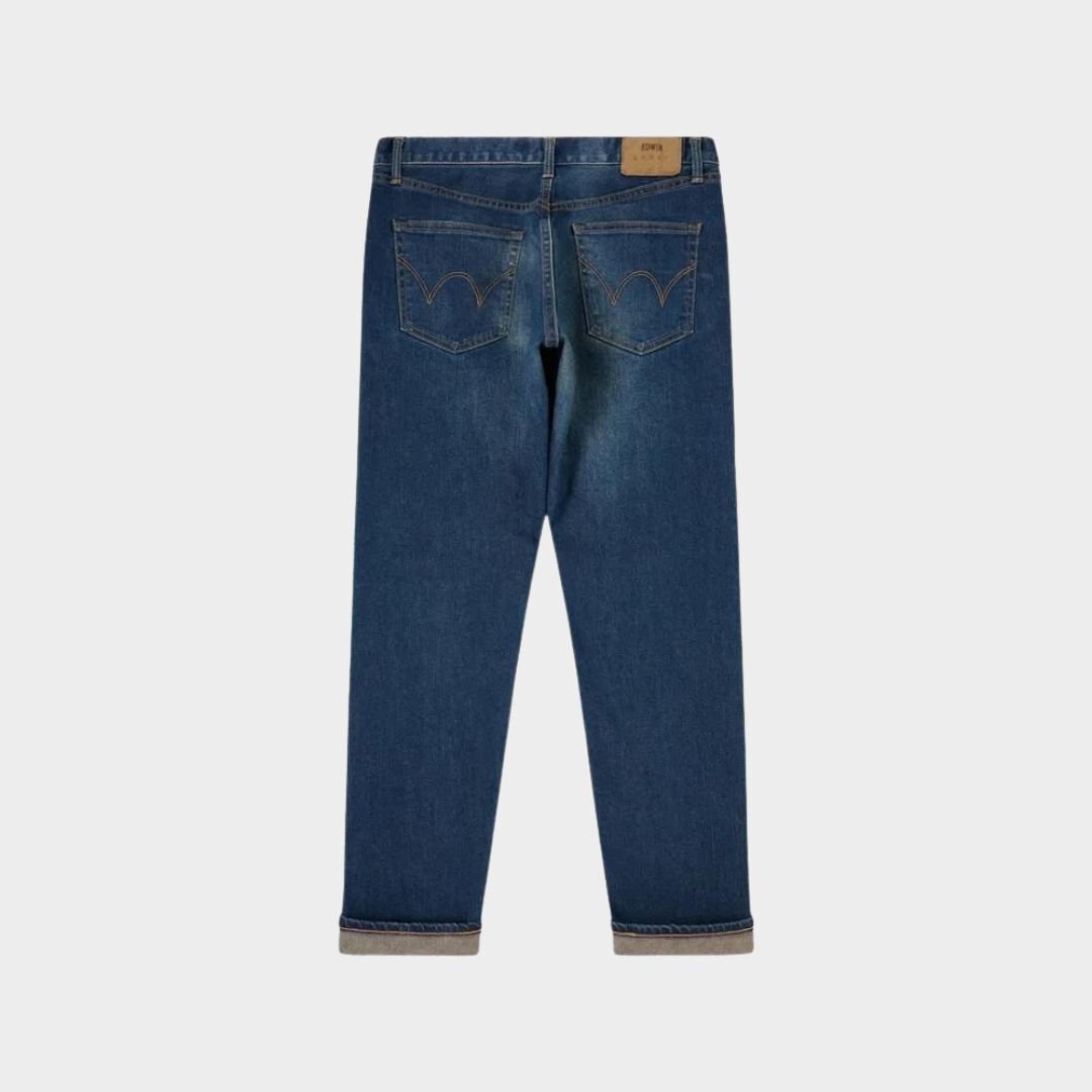 Edwin Slim Tapered Jeans Mid Blue Dark Used - Image 2