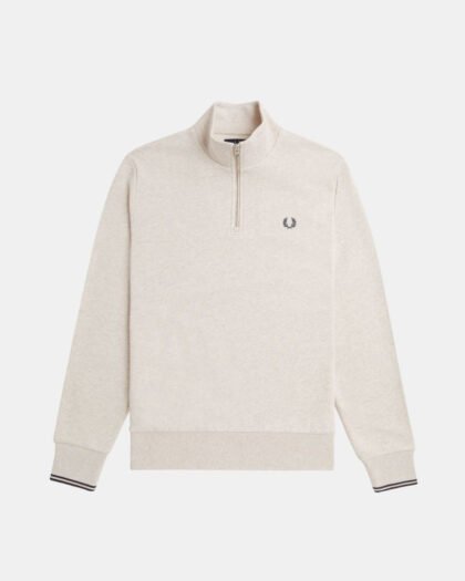 Fred Perry Half Zip Sweatshirt Porridge Marl