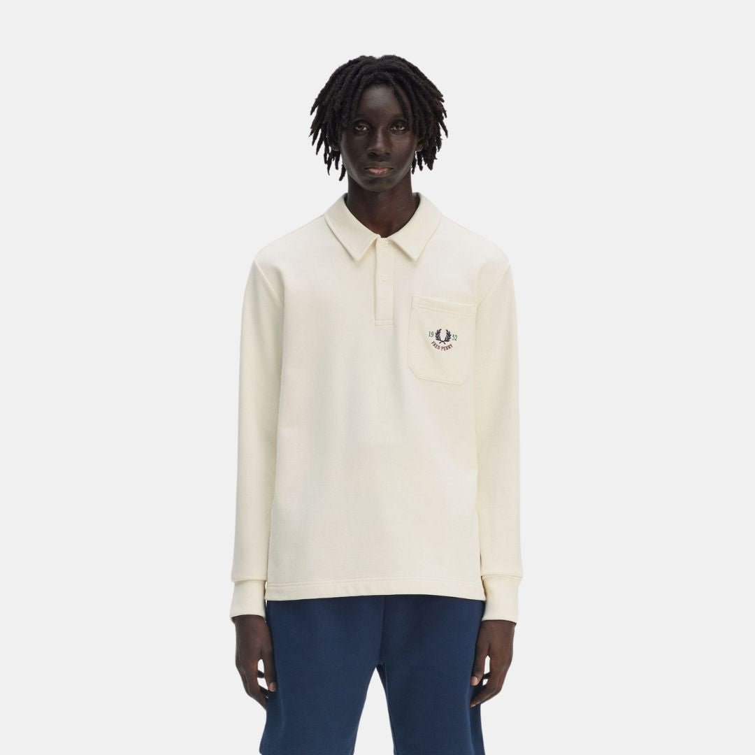 Fred Perry Collared Sweatshirt Ecru - Image 3