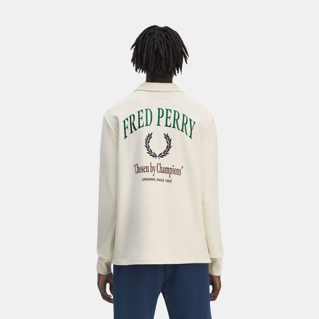 Fred Perry Collared Sweatshirt Ecru - Image 4