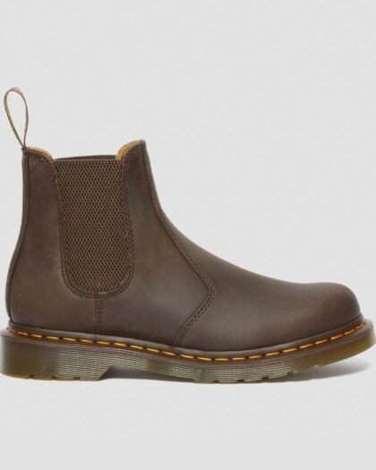 Dr. Martens Chelsea 2976 Yellow Stitch Men's Crazy Horse Dark Brown