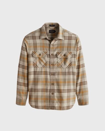 Pendleton Burnside Shirt Tan Brown Grey Plaid