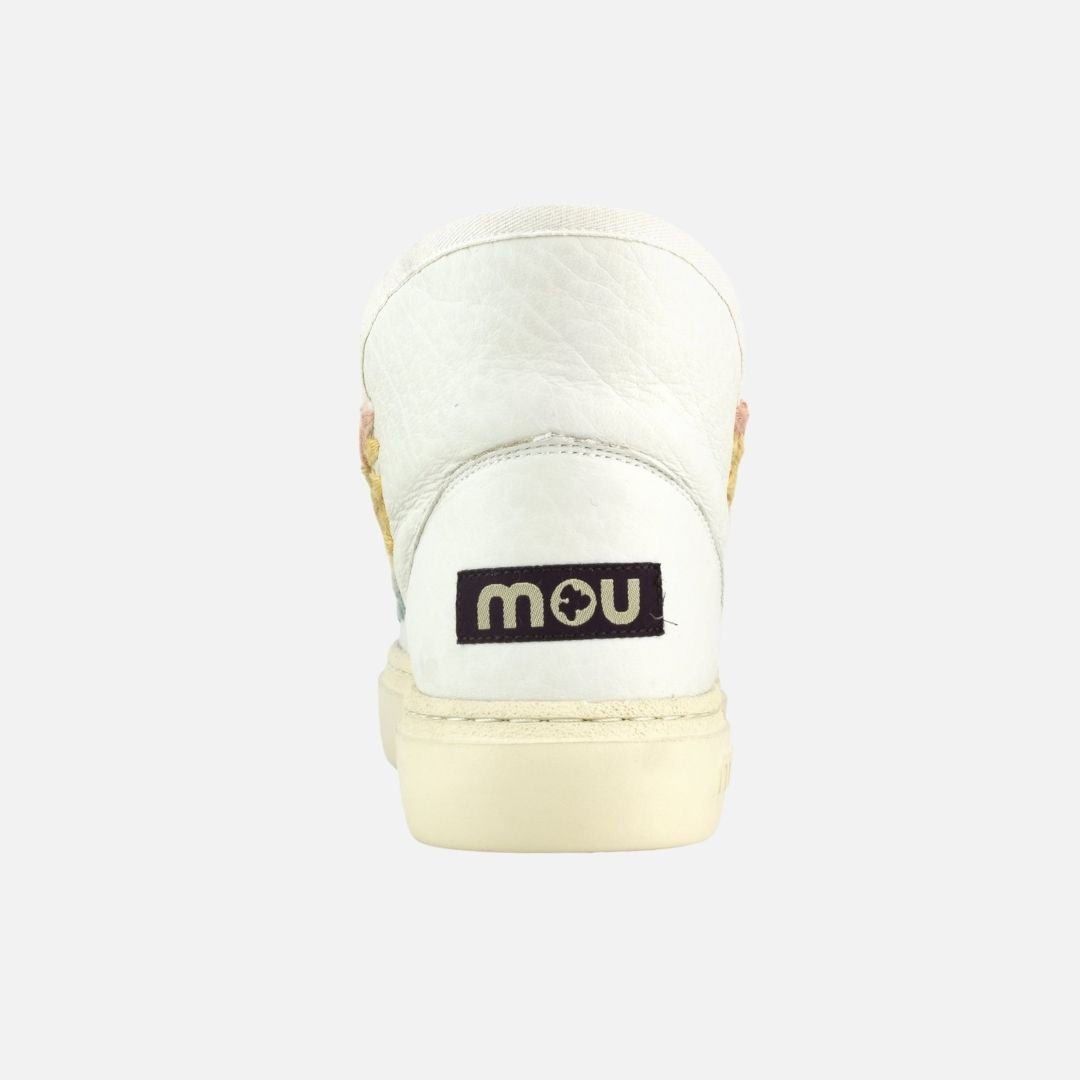 Mou Eskimo Sneaker Bold Rainbow Stitching Nubuck True White - Image 5