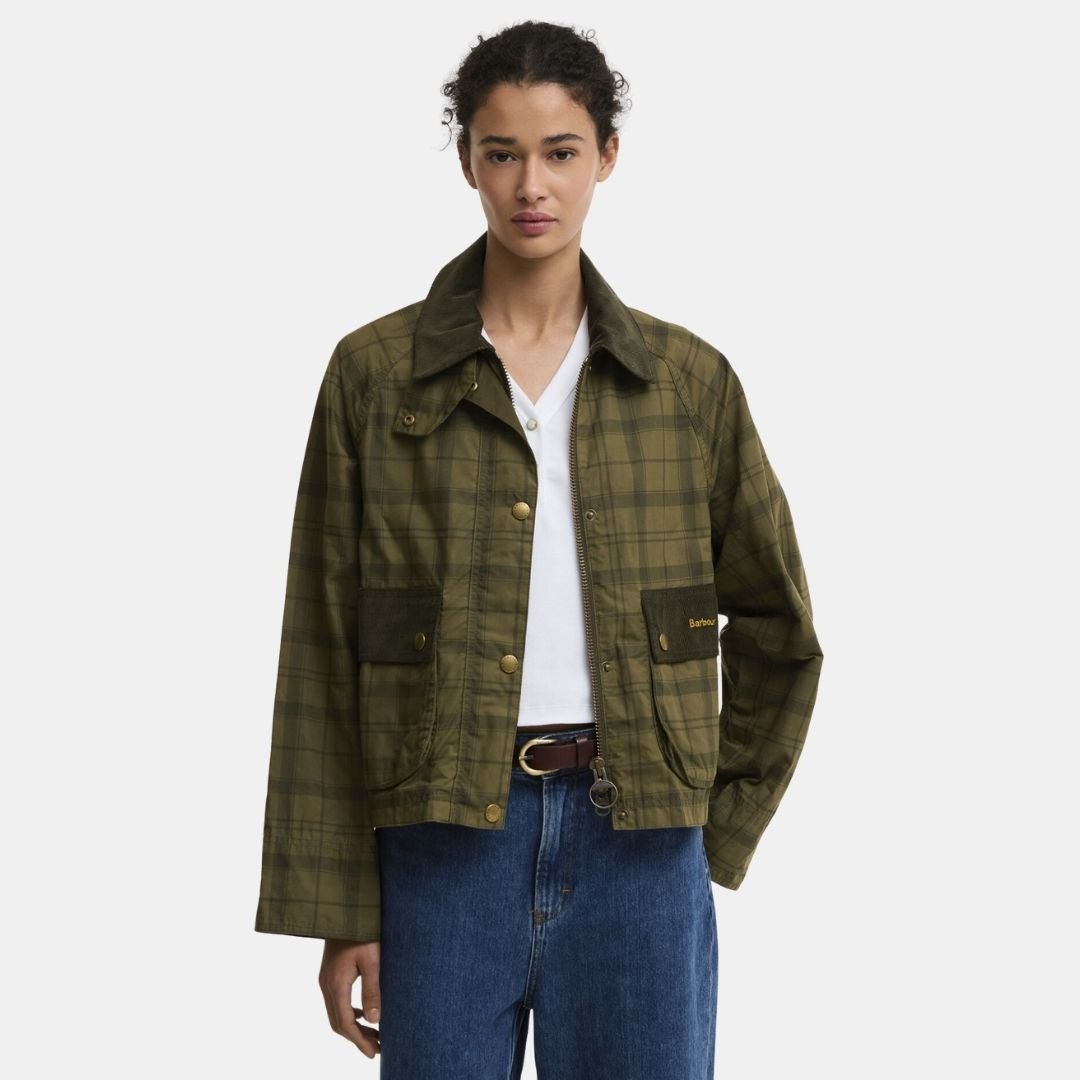 Barbour Tartan Cropped Beadnell Casual Jacket Dusky Green Tartan/Highland - Image 2
