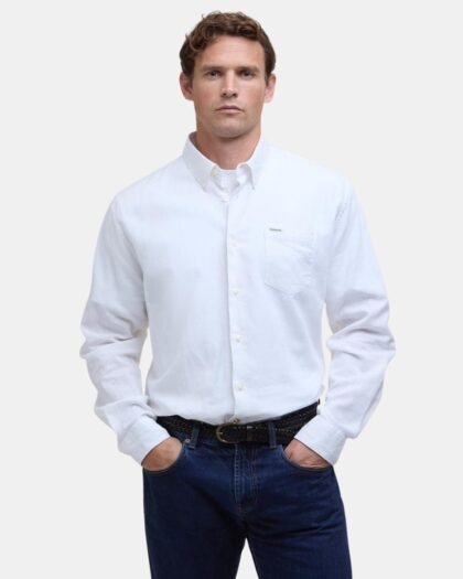 Barbour Nelson Linen Blend Regular Shirt White