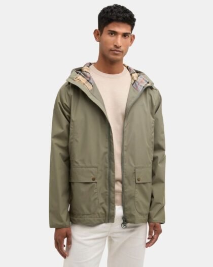 Barbour Hooded Domus Waterproof Jacket Dusty Olive