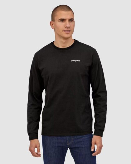 Patagonia Men's Long-Sleeved P-6 Logo Responsibili-Tee T-Shirt Black