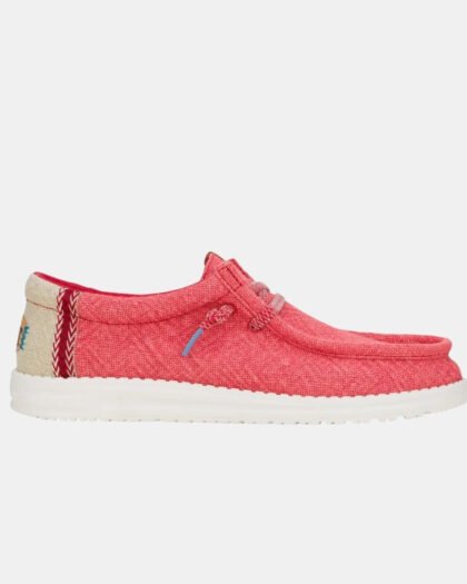 Hey Dude Wally Jute Claret Red & Silver Brich