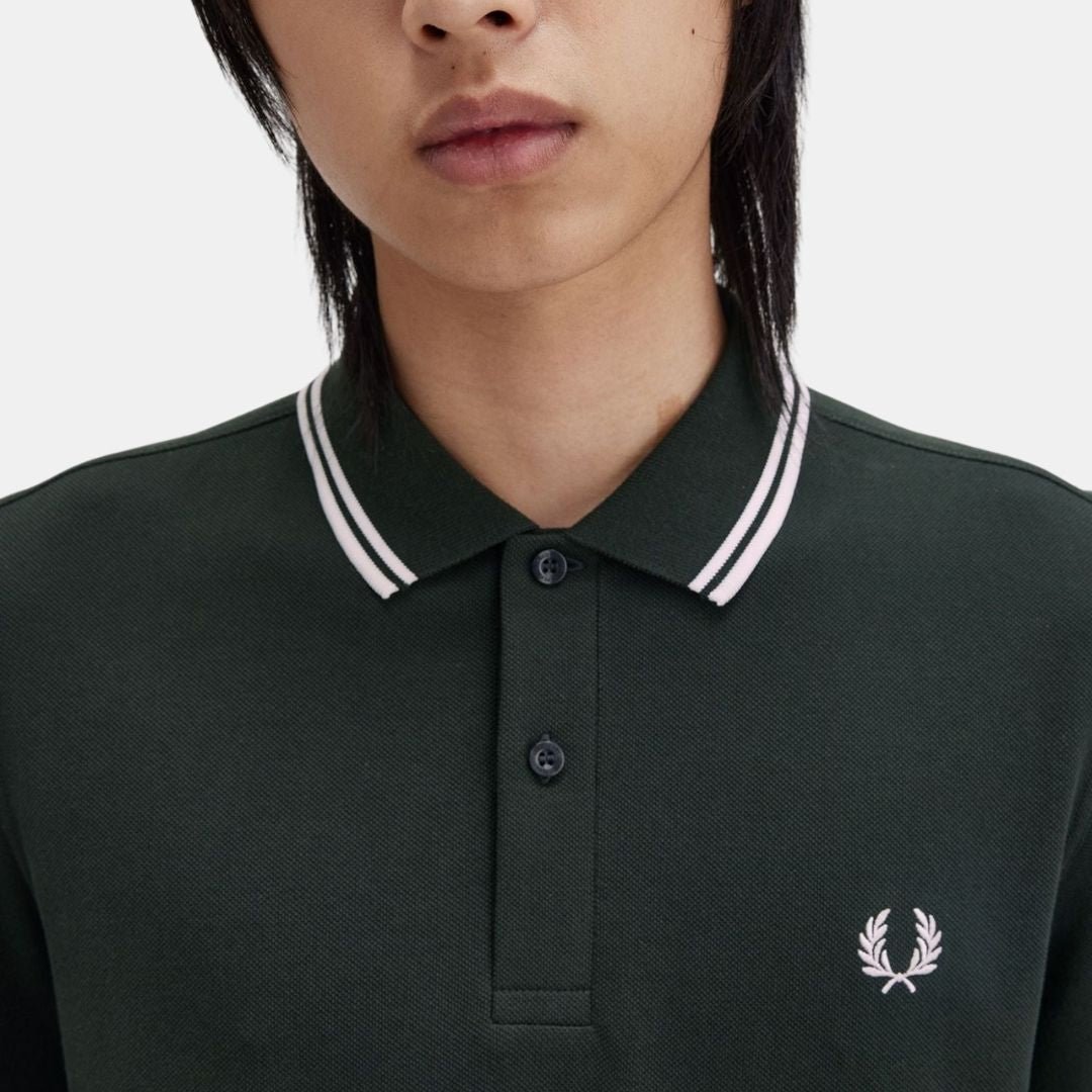 Fred Perry LS Polo M3636 Twin Tipped Night Green - Image 5