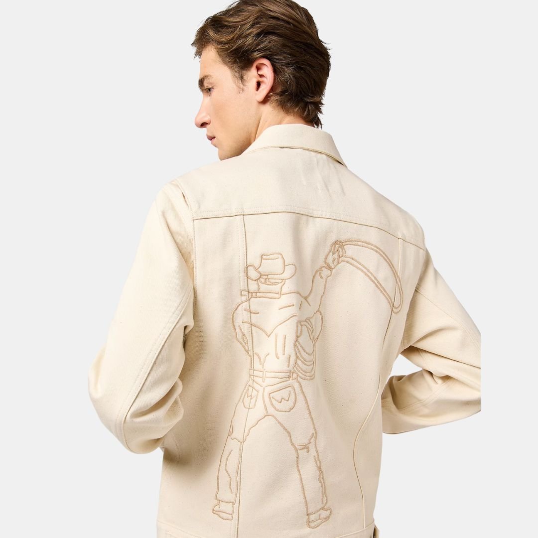 Wrangler Jacket Blue Bell Embroidered Jacket Ecru - Image 2