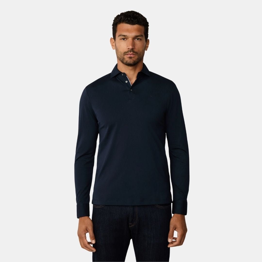 Hackett London Pima Cotton Polo Ls Navy - Image 3