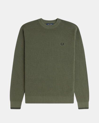 Fred Perry Waffle Stitch Jersey Laurel Wreath Green