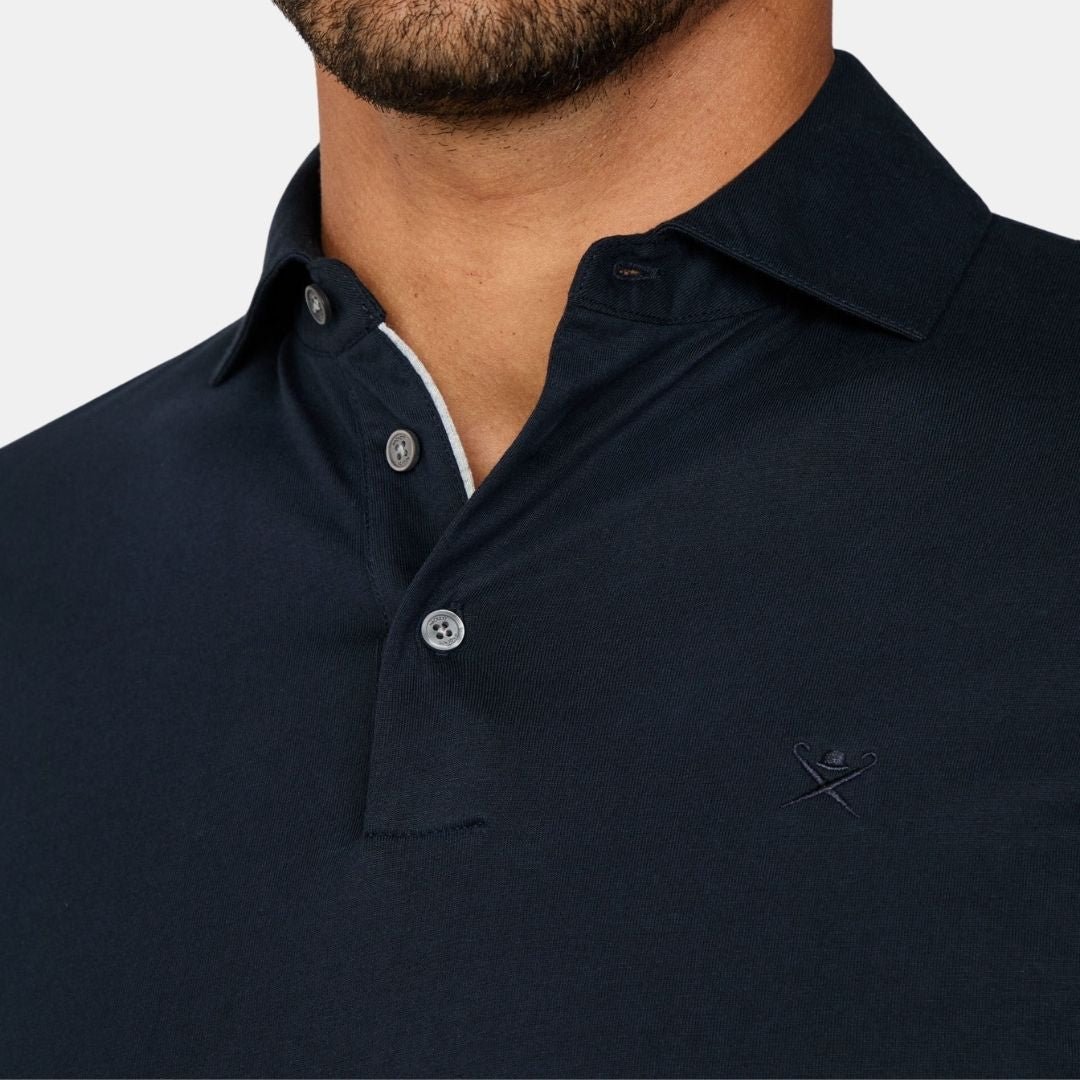 Hackett London Pima Cotton Polo Ls Navy - Image 4