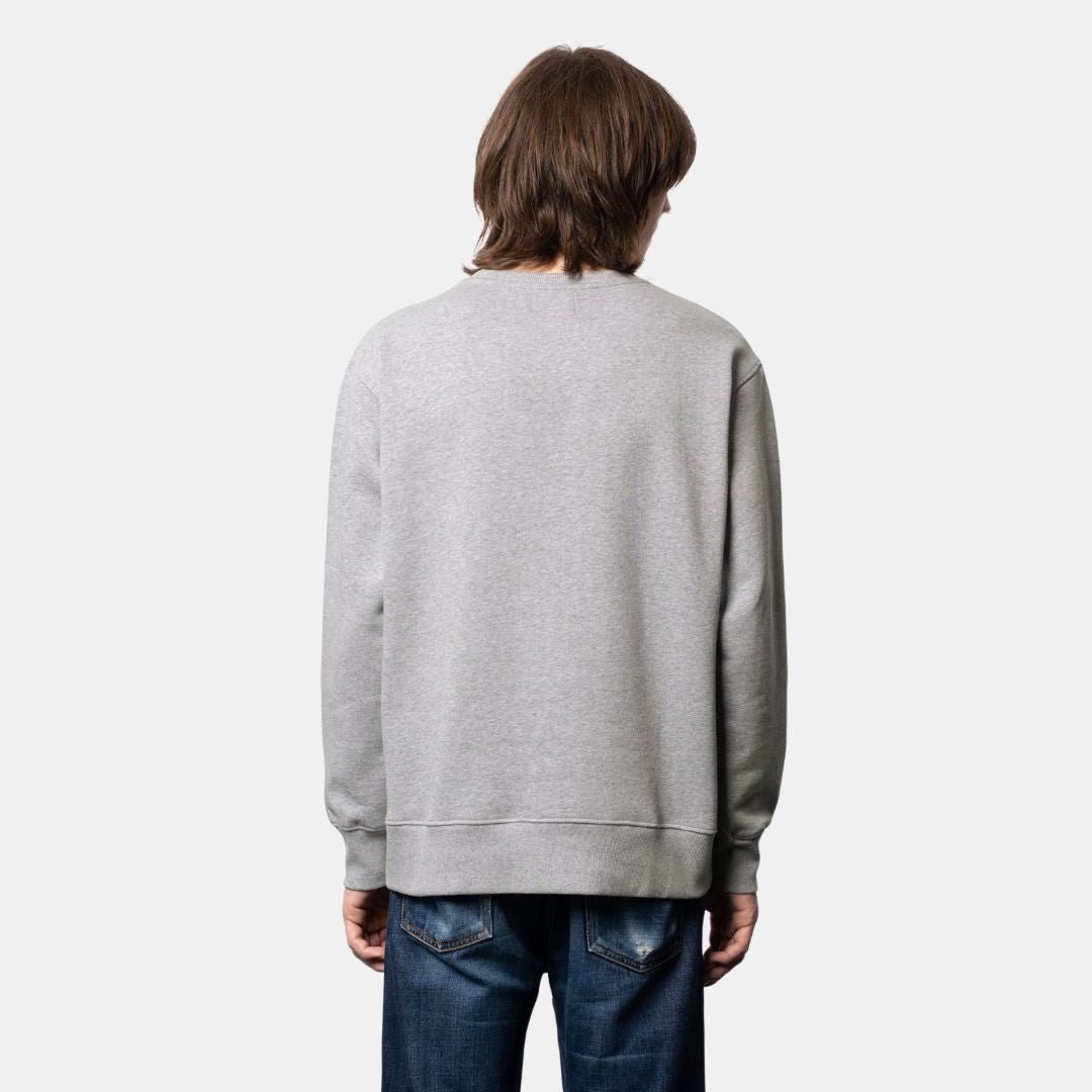 Nudie Jeans Co Frasse Logo Sweatshirt Grey Melange - Image 3